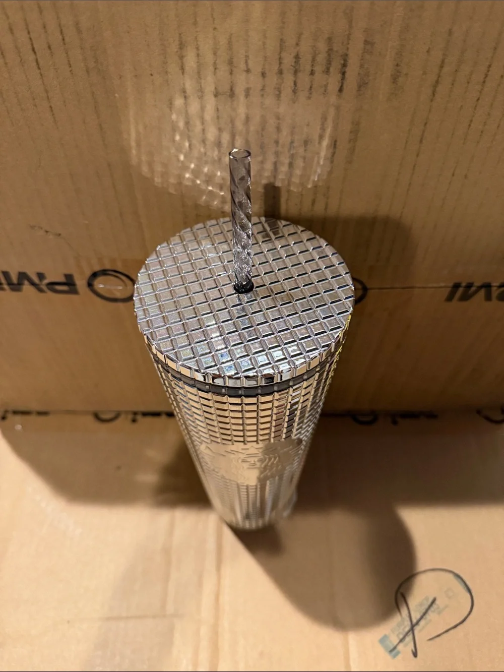 Starbucks Silver Mosaic Tumbler with Twist Straw